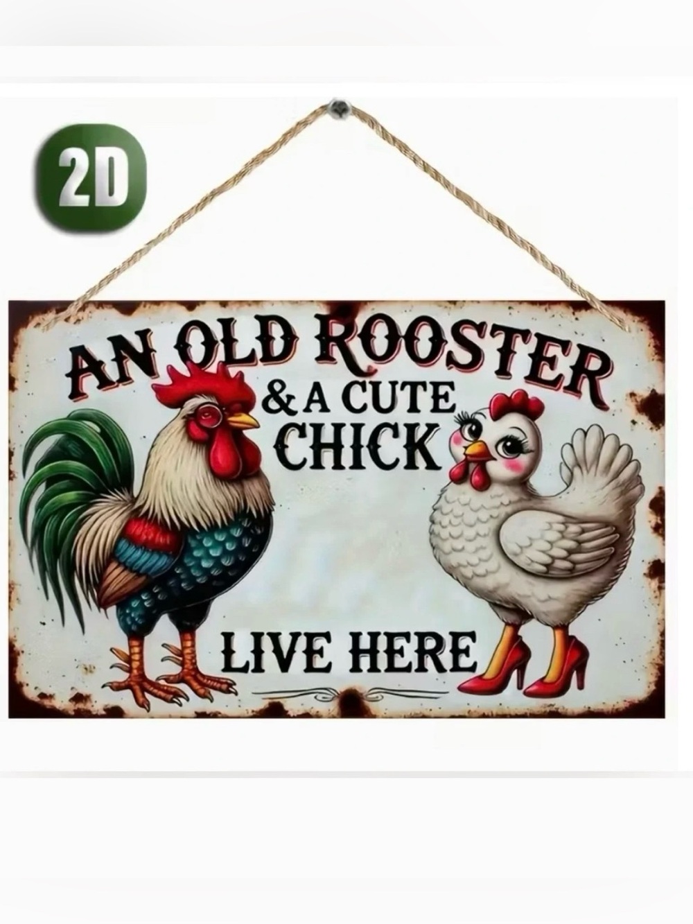 Rooster Chicken Quirky Wooden Wall Sign Wall Art New
NWT